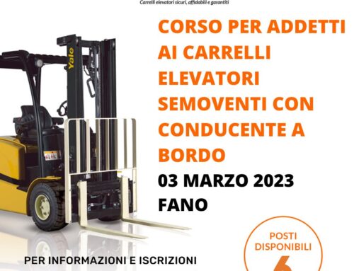 Corso di aggiornamento carrelli elevatori semoventi con conducente a bordo